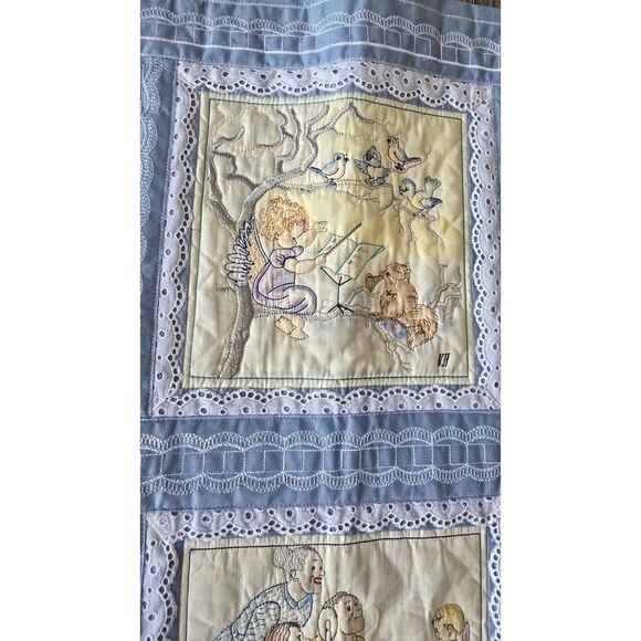 Sweet Handmade One of a Kind 38" Square Quilt ~ Detailed Embroidered Panels - Picture 5 of 16